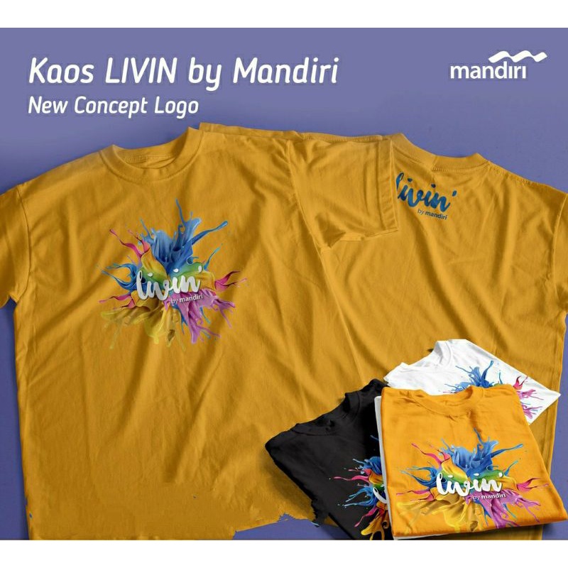 KAOS LIVIN MANDIRI BAJU LIVIN BY MANDIRI NEW LOGO DEPAN BELAKANG BAJU MANDIRI