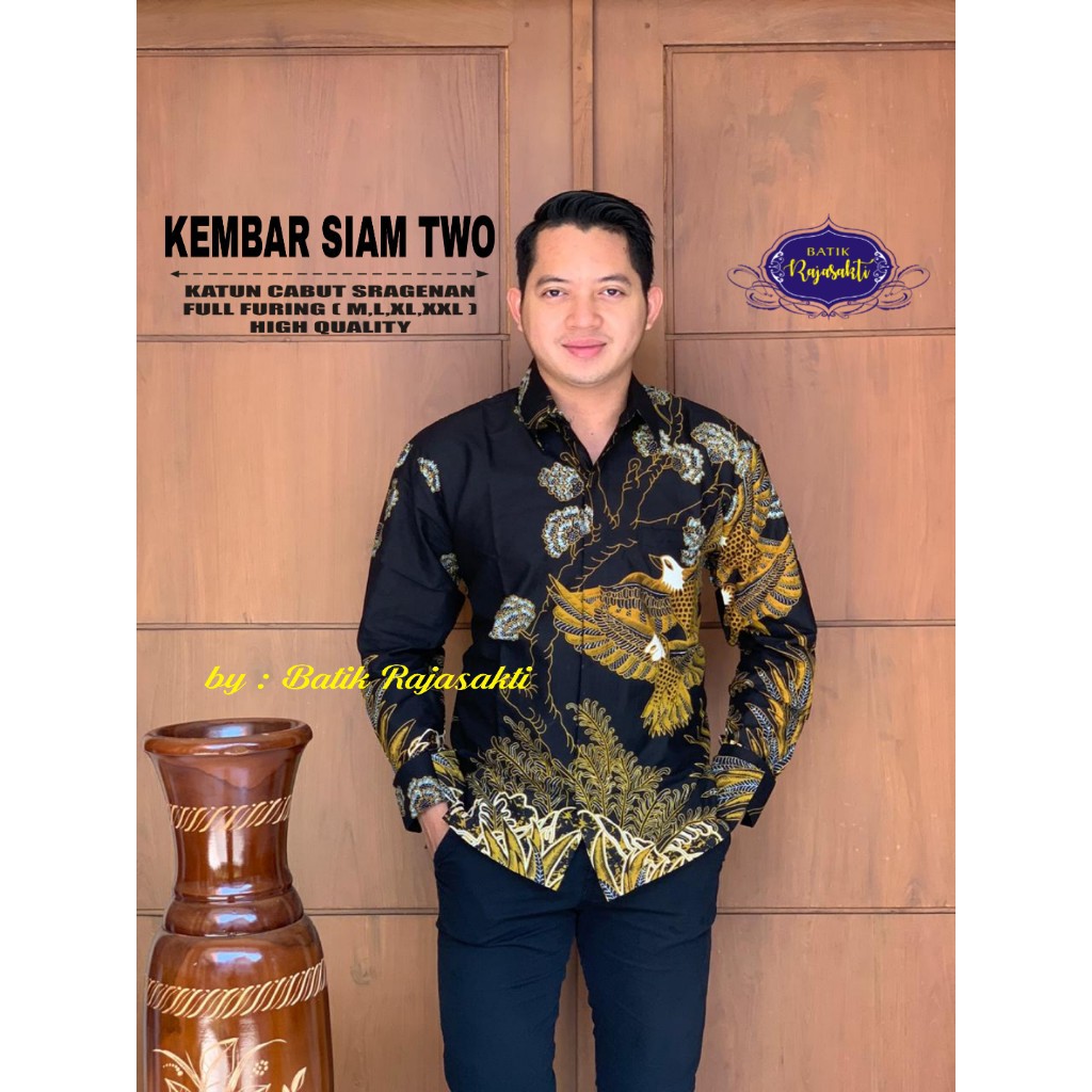 KEMBAR SIAM TWO RAJASAKTI KEMEJA BATIK SOLO PRIA LENGAN PANJANG LAPIS FURING ATASAN BATIK PREMIUM MODERN KATUN HALUS