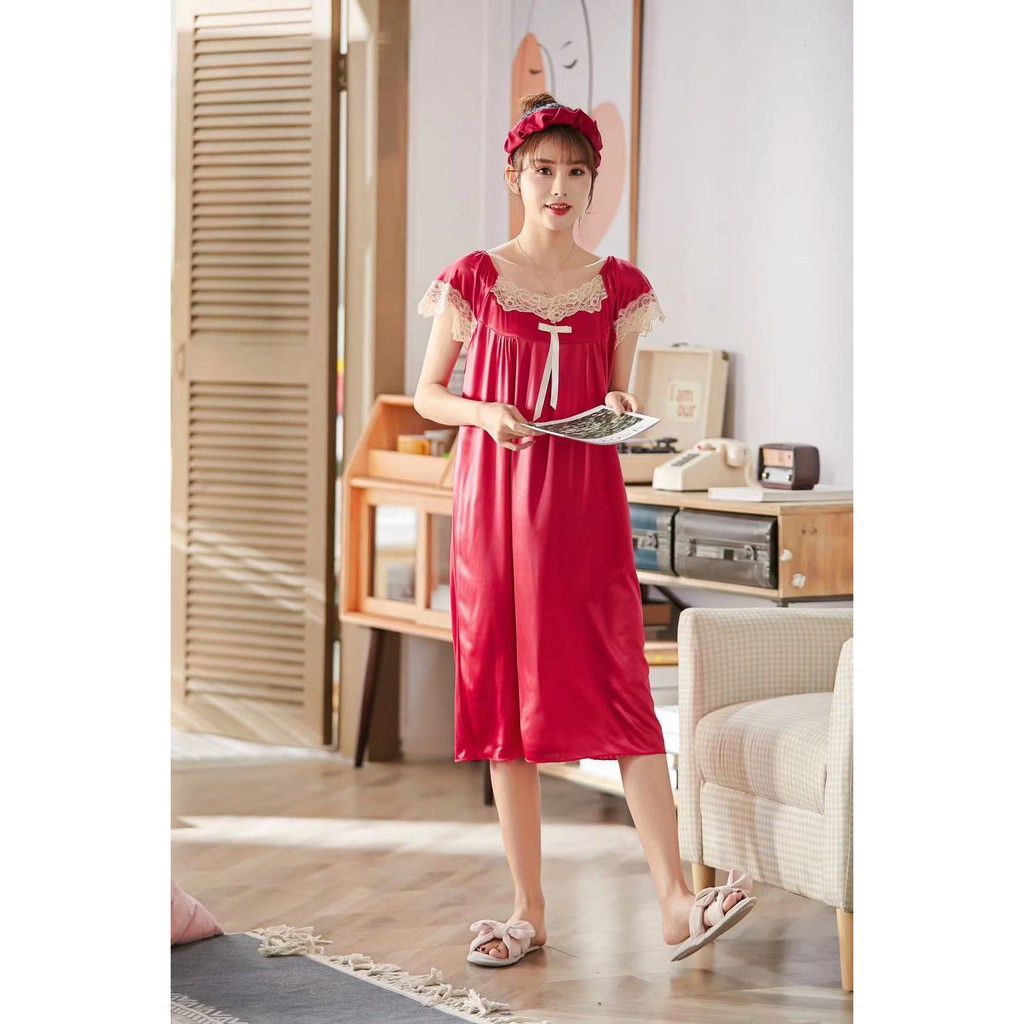 DRESS TIDUR SUTRA IMPORT WANITA