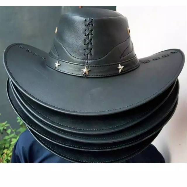 Topi cowboy koBoy koboi kulit asli  coboy koboi kulit asli Garut kualitas super harga murmer