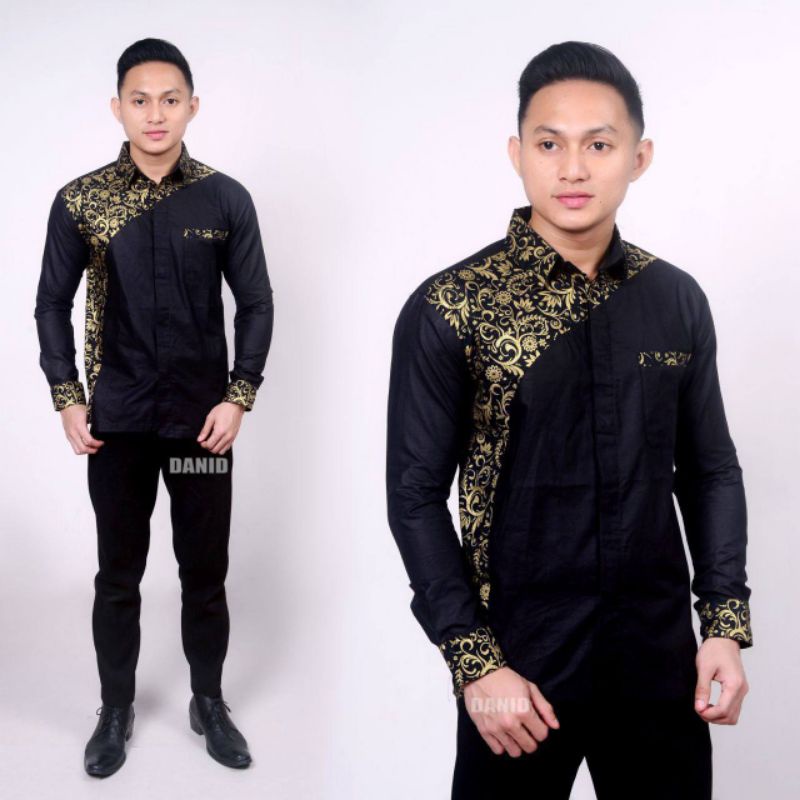 Baju koko lengan panjang | Koko Batik pria | Baju Koko Dewasa | bayar ditempat-Clurit pjg hitam
