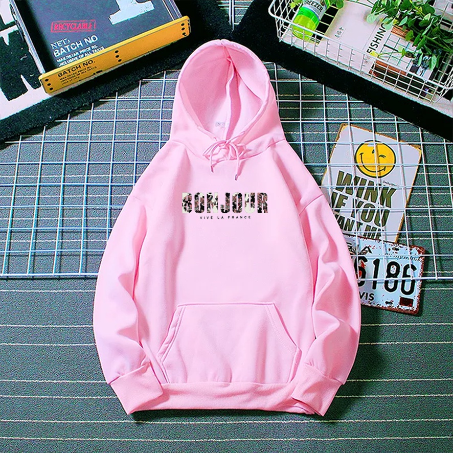 Sweater hoodie wanita BONJOUR