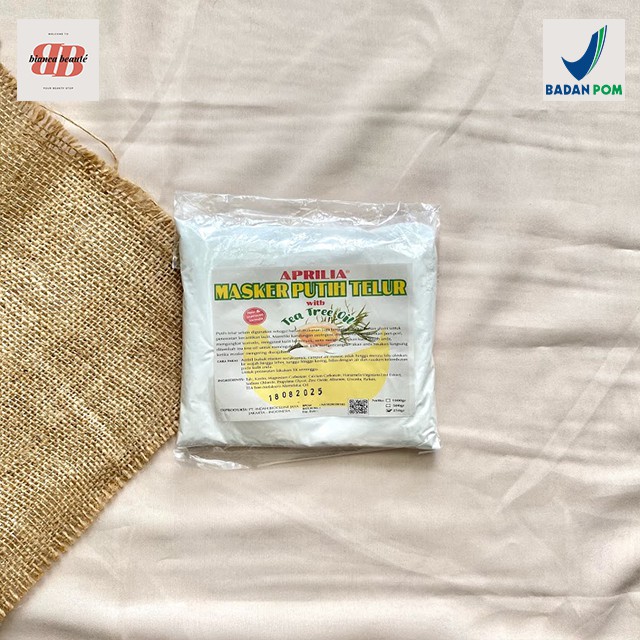 [BPOM] APRILIA Masker Putih Telur with tea tree oil 500gr / Egg White / Masker Organik Kiloan PREMIU