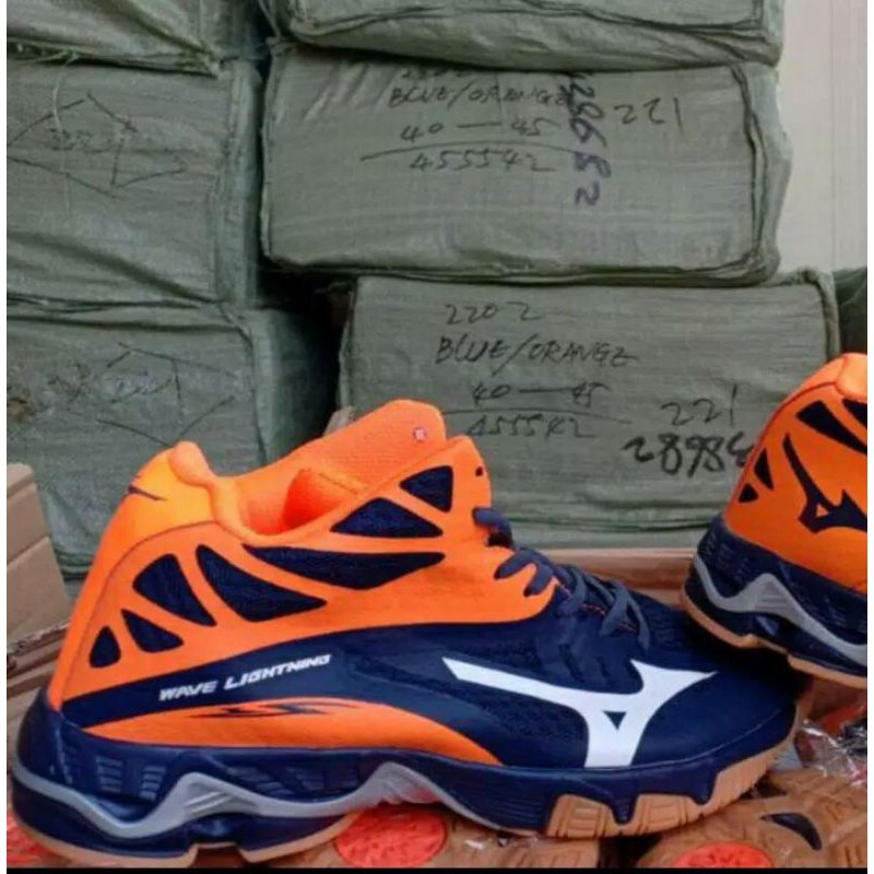 TERMURAH!!! (Bayar Ditempat) TS Sepatu Mizuno Wave Lightning Z5 Navy orange Premium 100% Import Pria