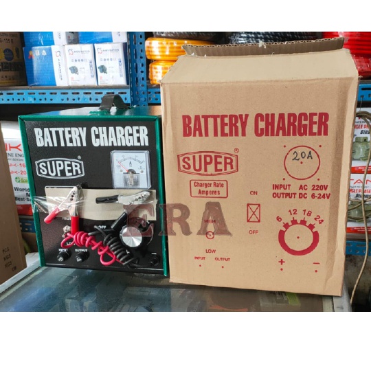 Super - Battery Charger 20A 220V Alat Cas Baterai Aki Genset Motor Mobil Charger Accu Stroom Aki