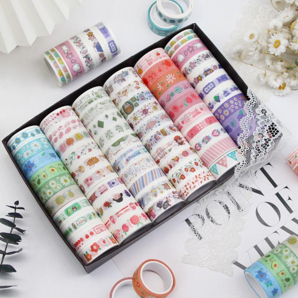 R-flower 60Rolls/Set Washi Tape Baru Kualitas Tinggi Gadis Hati Kecil Segar Kreatif Alat Tulis INS DIY Bahan