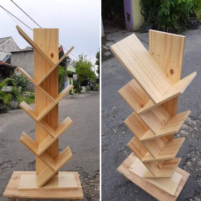 Rak Buku kayu model pohon