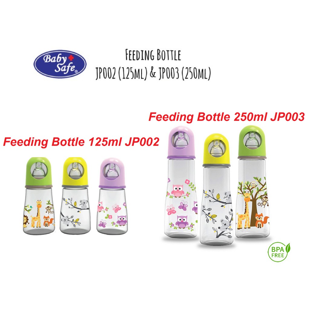 Baby Safe Botol Susu Bayi JP002 &amp; JP003 Feeding Bottle 125ml &amp; 250ml CBKS