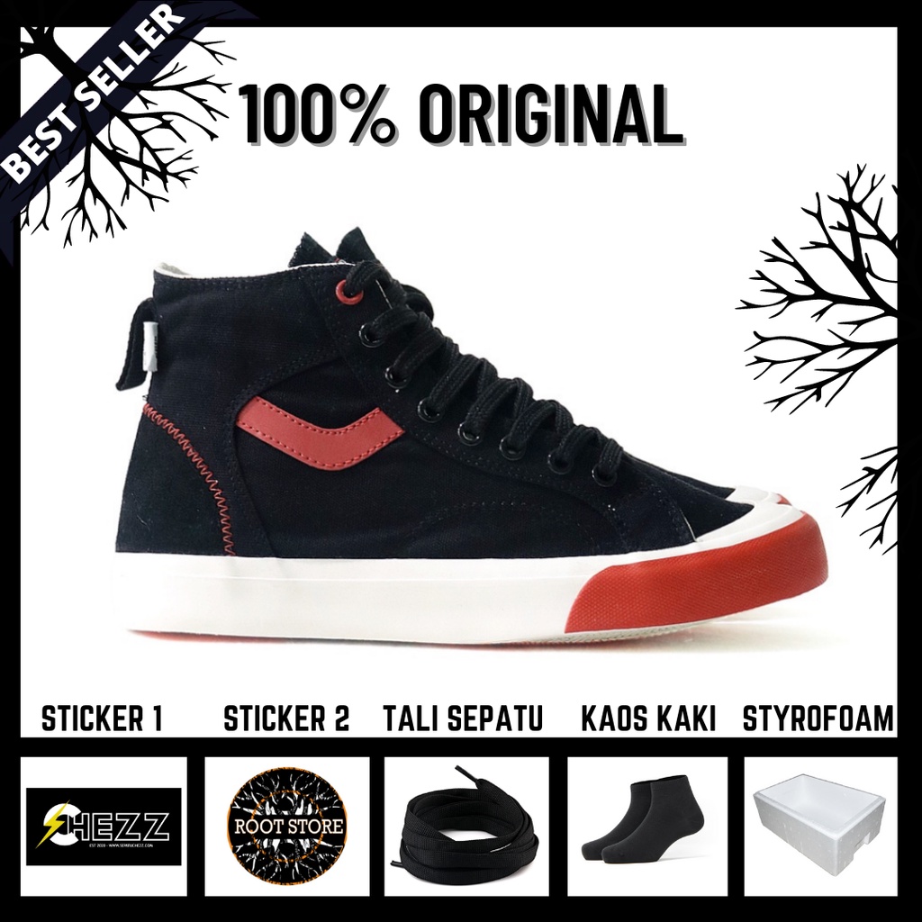 100% Original Sepatu Lokal Casual Black White Red Hi | Not Ventela Ntl Nevertoolavish