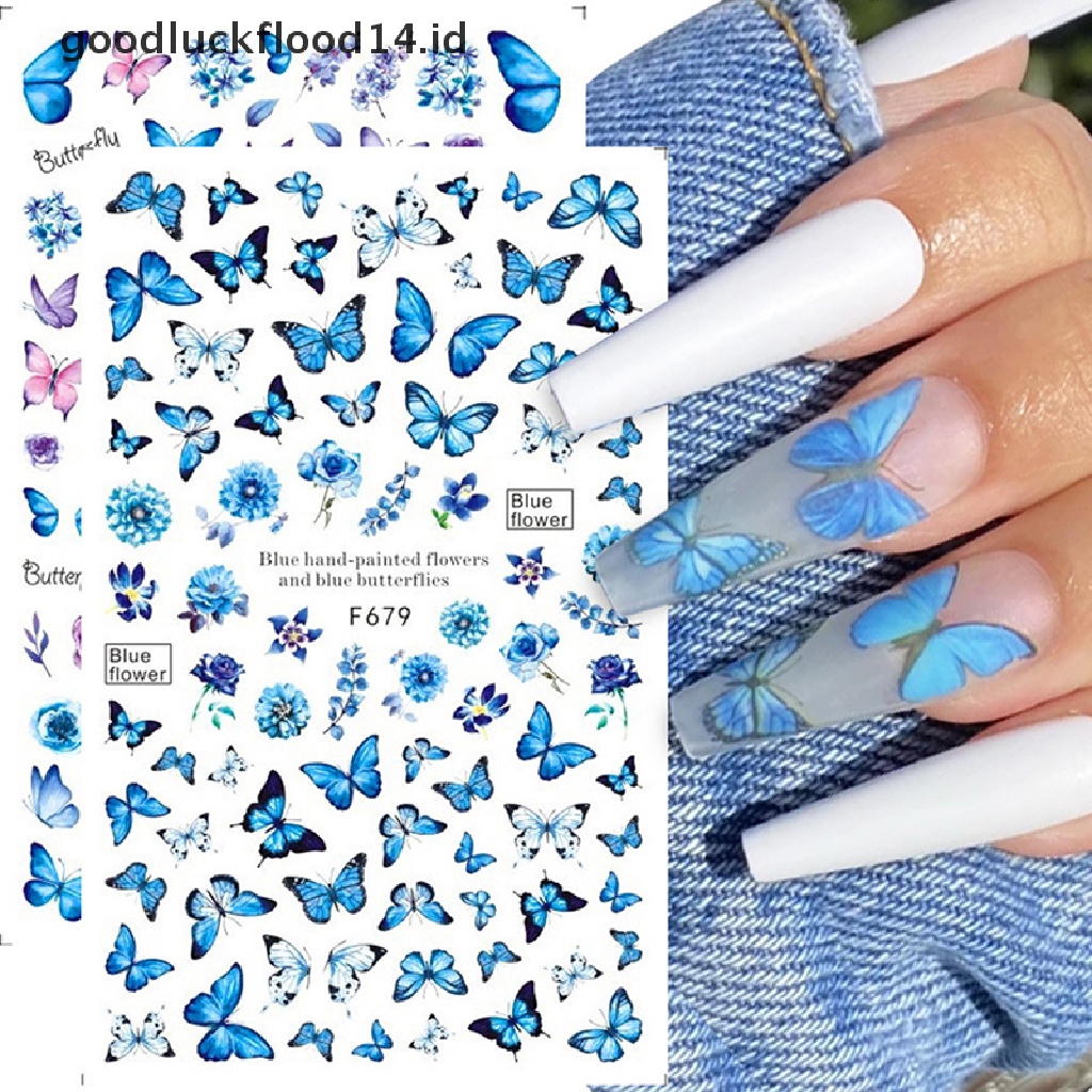 [OOID] Holographic Butterflies Nails Art Manicure Stickers Flowers Nail Decoration ID