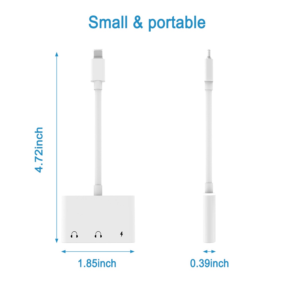 FEINODI Daul Light-ning To 3.5mm Adapter 3in1 Converter i-Phone Splitter SUPPORT MIC Sambungan Audio + Charger