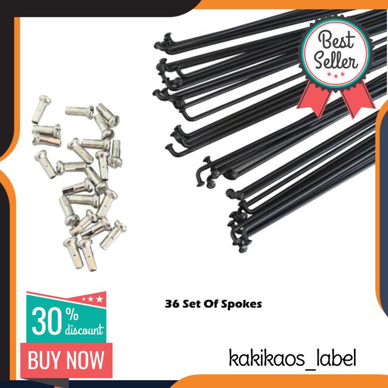 United (36Pcs) Ruji Jari-Jari Spoke Stainless 262mm 14G Sepeda 26 inch