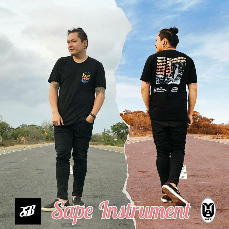 Baju Kaos distro, Baju Kaos Pria, Baju Dayak, Baju Kalimantan, - Sape Instrument