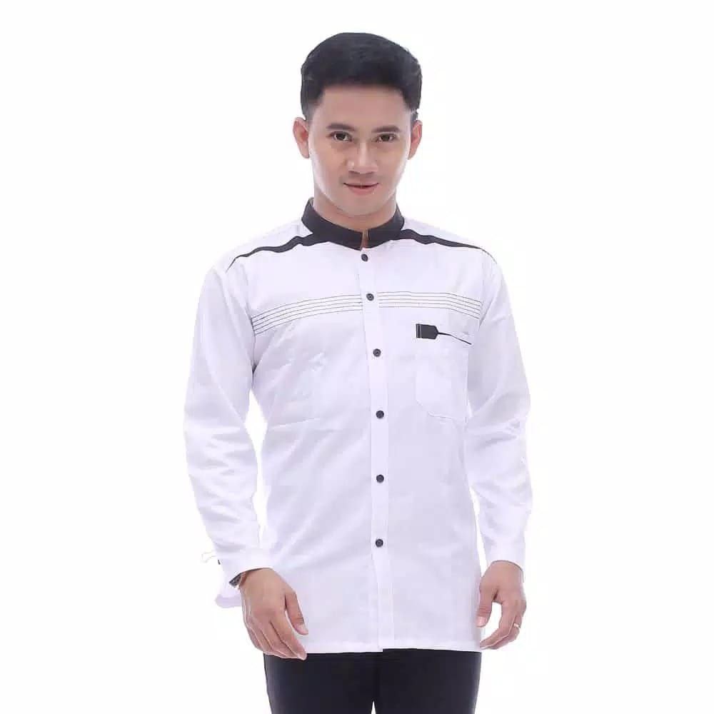 BAJU KOKO MUSLIM PRIA DEWASA LENGAN PANJANG KEMKO KURTA PUTIH HADROH TAKWA MODERN PREMIUM EL RUMI POLOS KOMBINASI BATIK TOYOBO TERBARU AZZAHIR GUS AZMI SUBBANUL MUSLIMIN