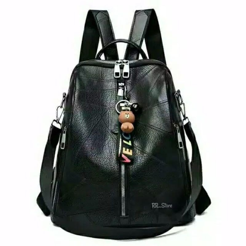 Ransel Cewek Kulit Motif Pita Love Backpack QISSWA_SHOP Korea Distro Keren Lucu Cool Kuliah Sekolah