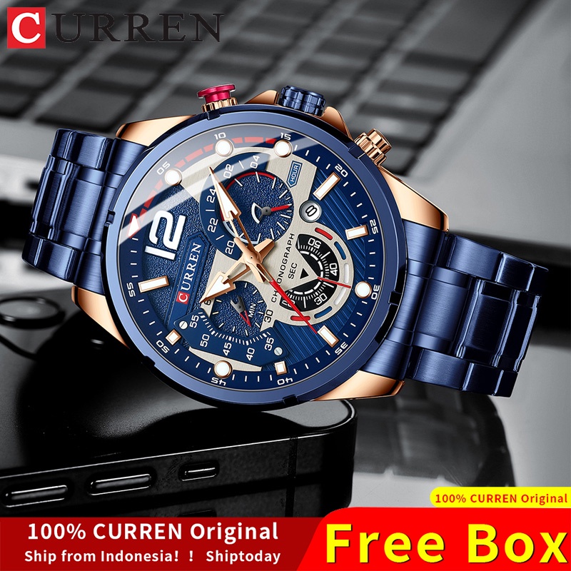 CURREN Watches Men's Sport Quartz Chronograph Wristwatches Luxury Stainless Steel Clock with Luminous Watch Relogio Masculino