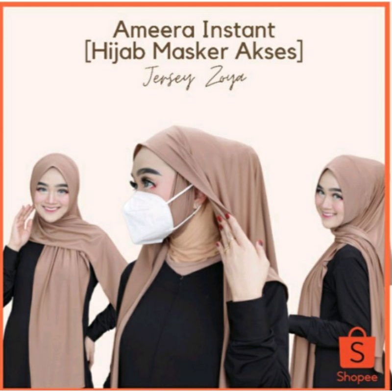Jilbab Hijab Jersey Pastan Pashmina Instan Royal New Normal Lubang Telinga Earphone