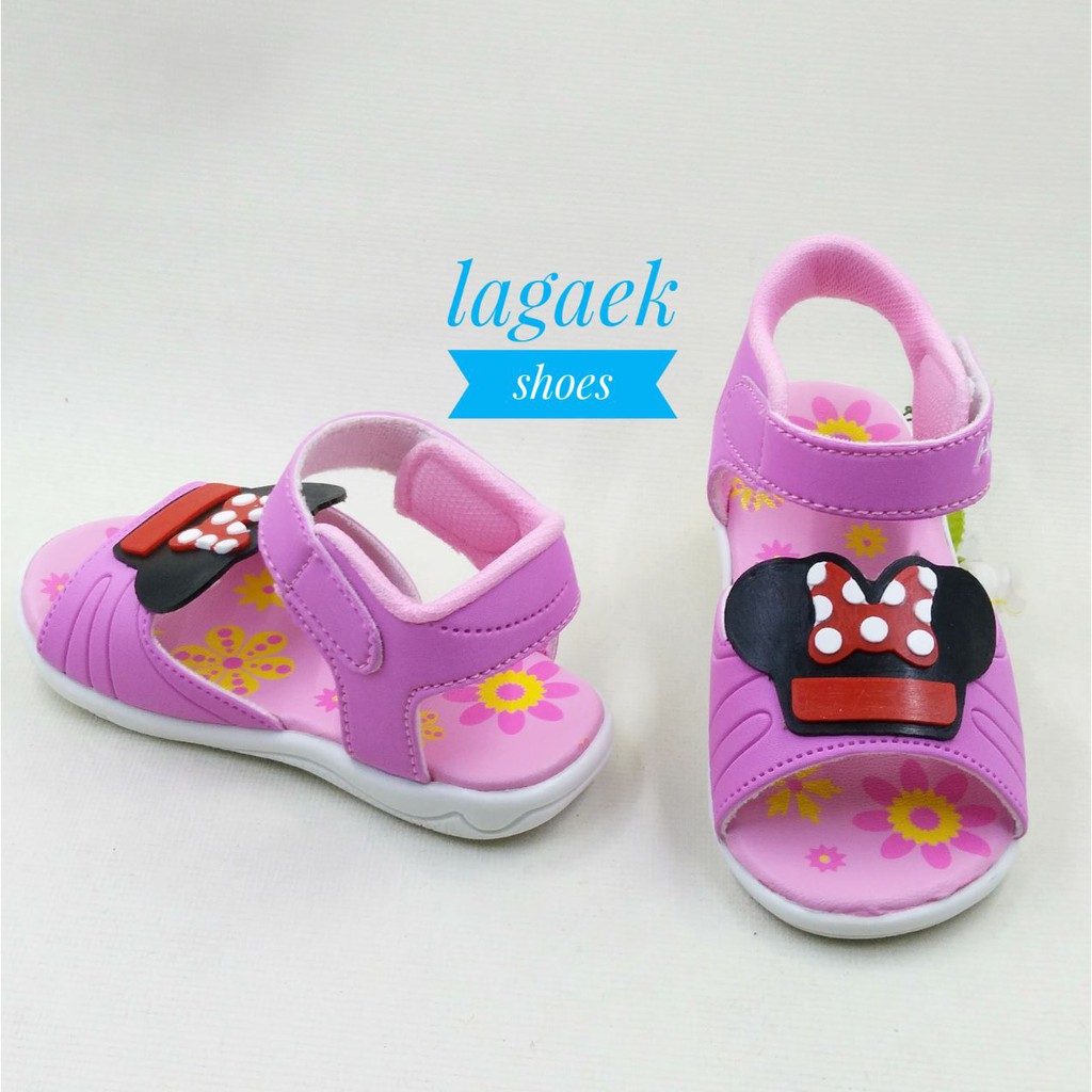 Sendal Anak Perempuan Usia 1 2 Tahun PINK Alas Karet Anti Licin - Sepatu Sendal Anak Cewek Anti Licin Size 22 - 25 Motif Kartun Lucu