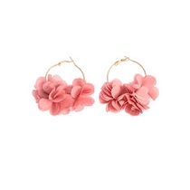 LRC Anting Tusuk Fashion Geometric Fabric Flower Alloy Large Ring Earrings K37005