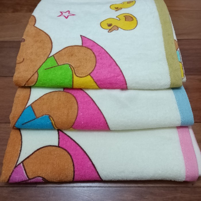 Handuk Mandi Bayi / Handuk Anak merk Twin Motif Teddy Bear size Besar 60x120