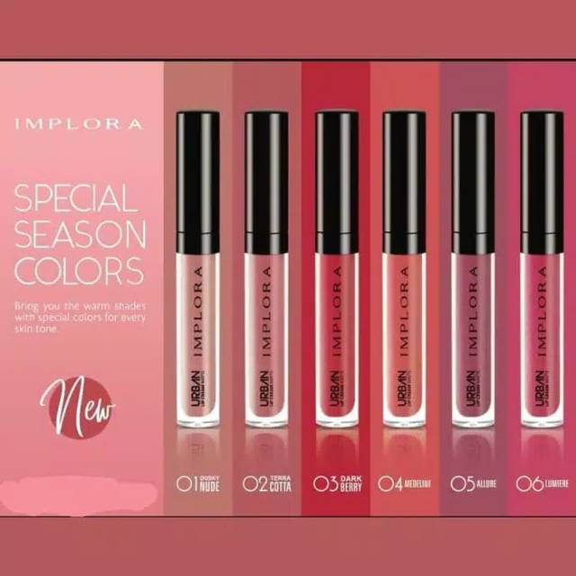 IMPLORA Lipcream Lipstik Lip Matte Lipstick Lipmate Cream New No 1 2 3 4 5 6 Asli Original Ada