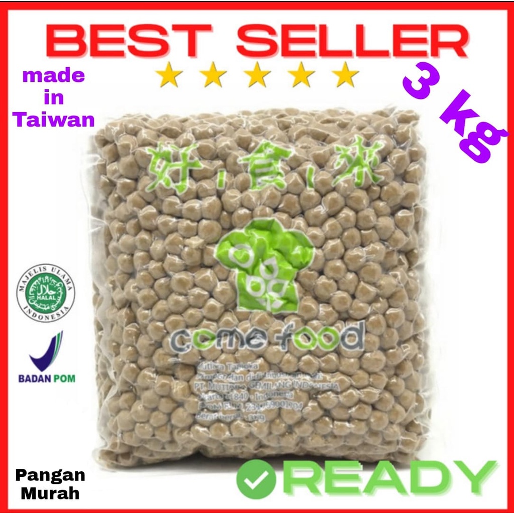 

Bubble Impor Taiwan Asli Come Food Tapioca Black Pearl Bubble 3kg Boba