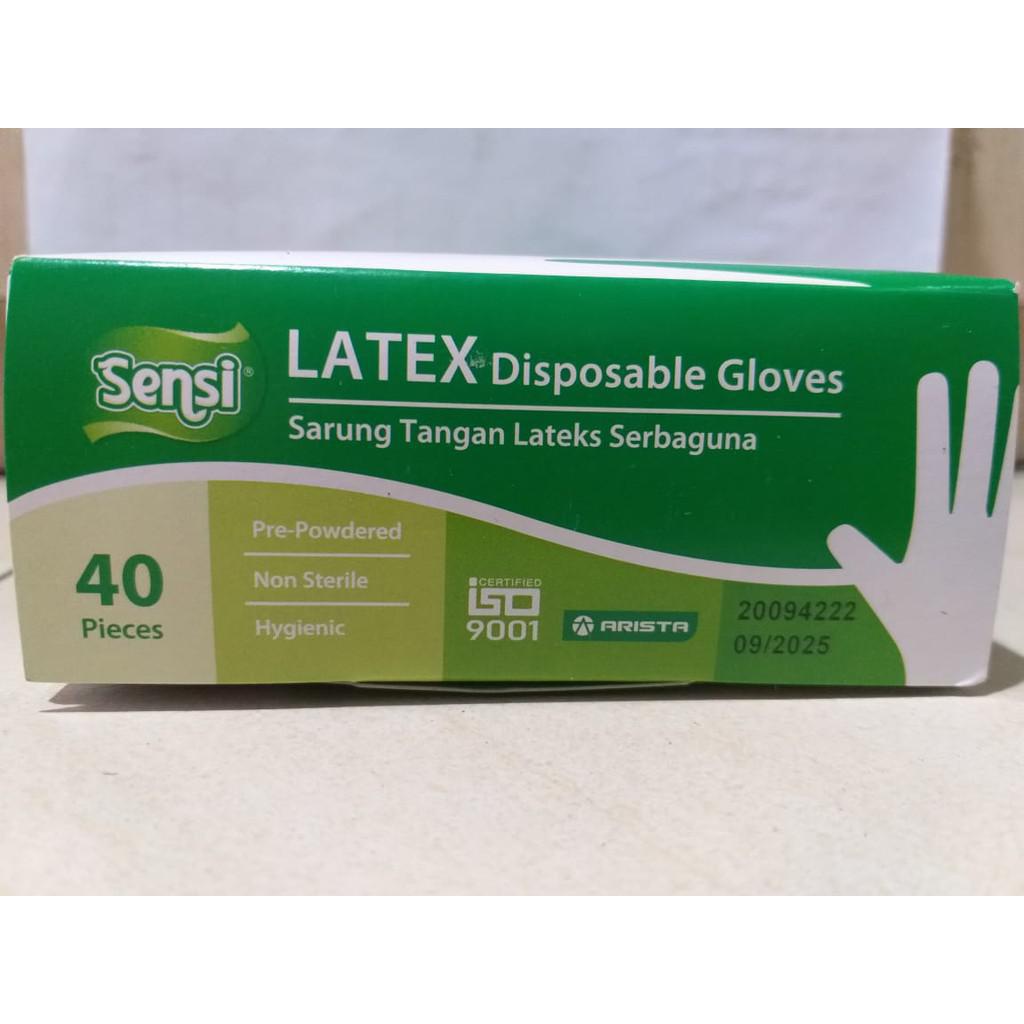 SENSI Sarung Tangan Latex Disposable Sarung Tangan Karet per Box isi 40 Biji