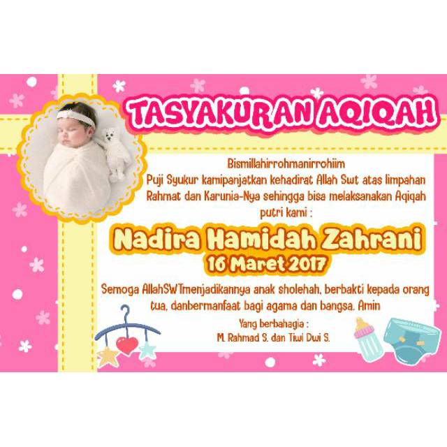 Stiker Kartu Ucapan Aqiqah Baby Boy Dan Girl Custom Desain Laki Laki Perempuan