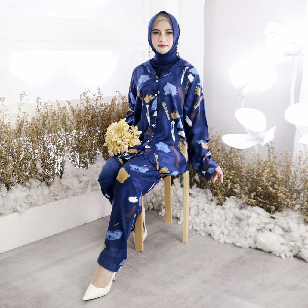 Baju tidur Piyama Set Wanita Baju &amp; Celana panjang Unay Tie Dye PP Jumbo