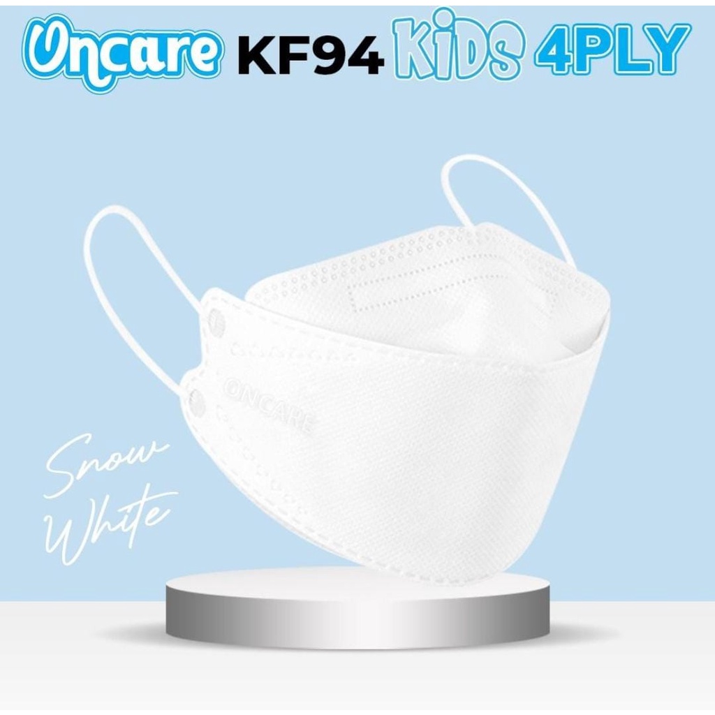 MASKER KF94 ANAK ONCARE PREMIUM KIDS 4PLY POLOS HITAM PUTIH WARNA