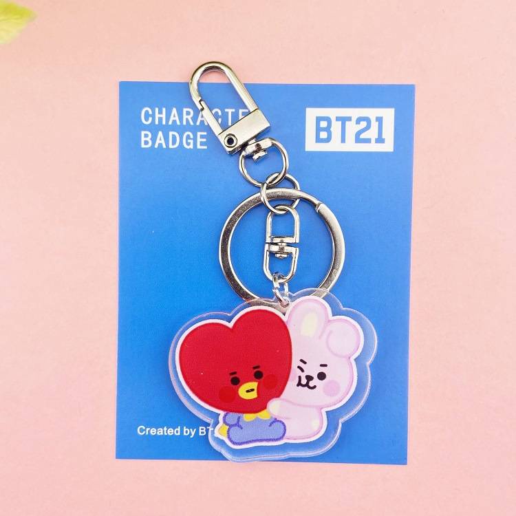 Gantungan Kunci Hias Kartun Lucu KPOP BTS Acrylic Keyring CHIMMY COOKY KOYA MANG RJ SHOOKY TATA