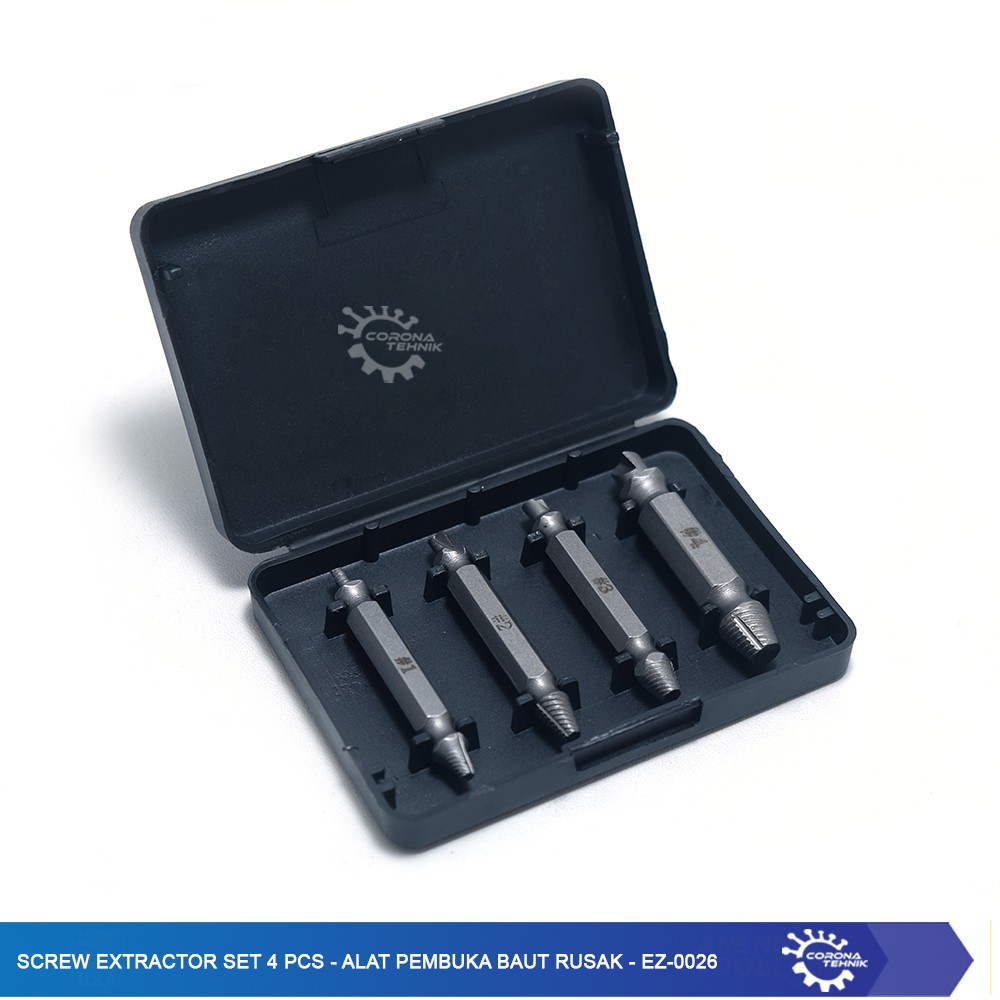 Alat Pembuka Baut Rusak - EZ-0026 - Screw Extractor Set 4 Pcs