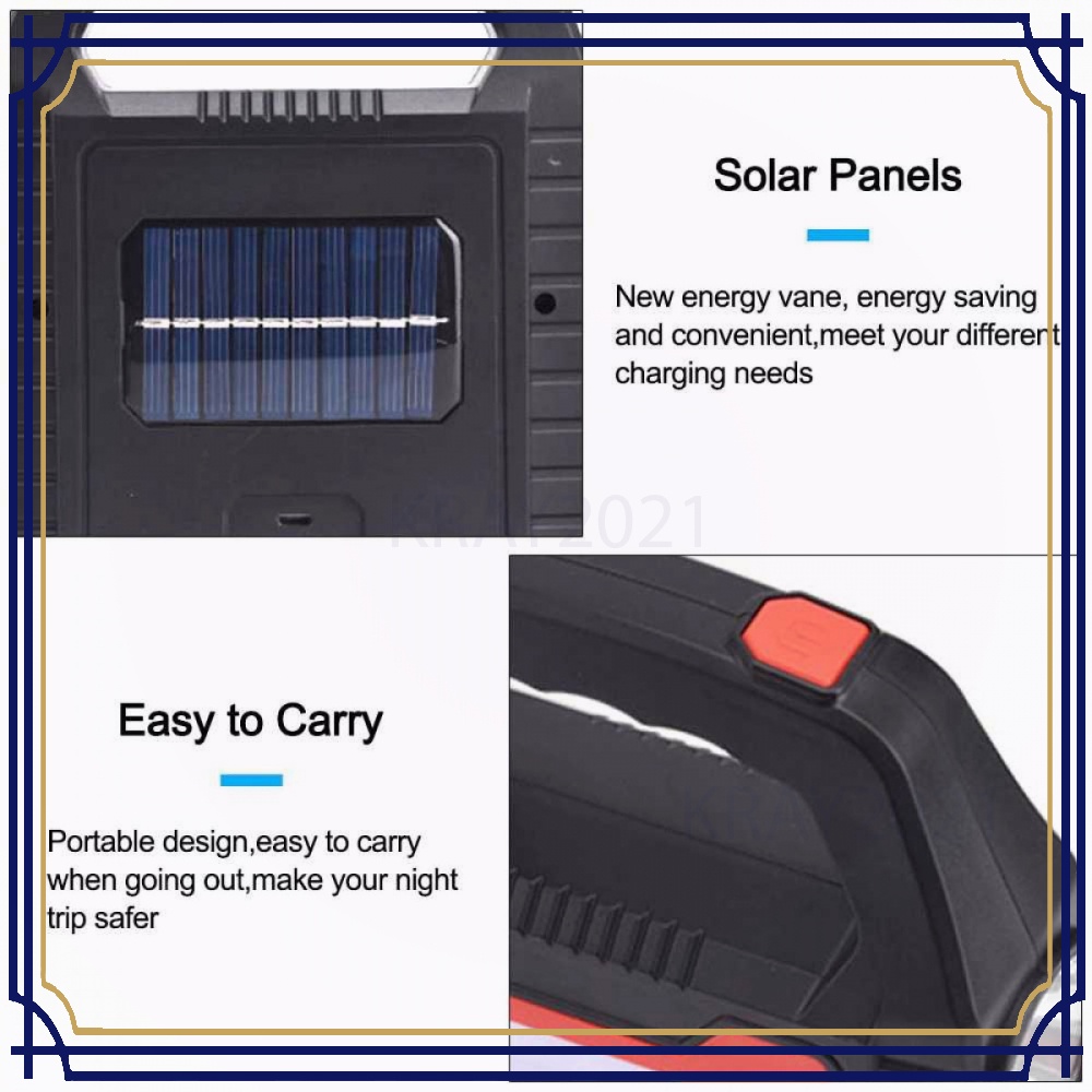 Senter Camping Lampu LED Solar Power Rechargeable COB YD-878A