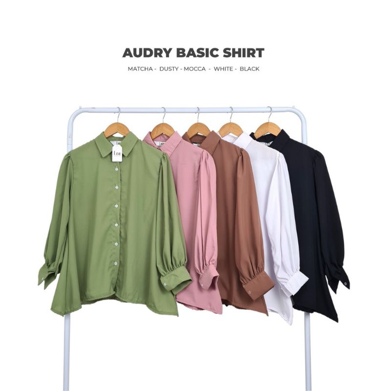 AUDRY RUFI BASIC SHIRT / PUFFY BLOUSE ATASAN KANCING WANITA BALON / KEMEJA WANITA POLOS LENGAN BALON  / BLOUSE MONA / KEMEJA POLOS BASIC