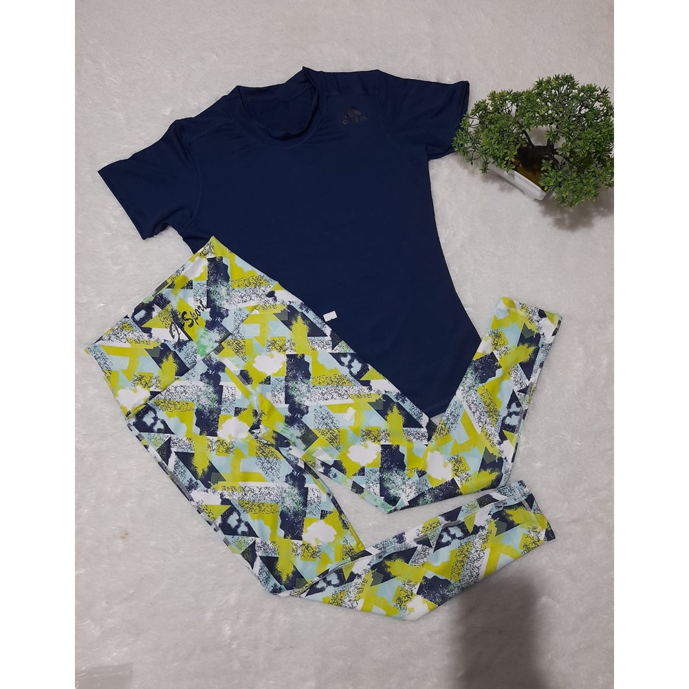 STELAN  BAJU SENAM LENGAN PENDEK CELANA PANJANG /BAJU AEROBIK/BAJU YOGA,,BISA BAYAR DITEMPAT /COD