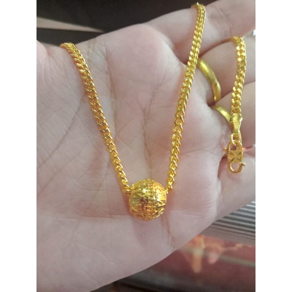 kalung rantai pipih Boba anak dan dewasa lapis emas 24k