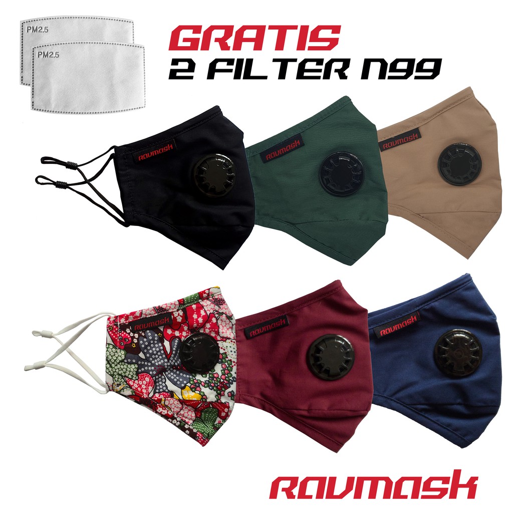 Masker kain N99 dengan valve, bisa dicuci (Gratis 2 Filter N99) original