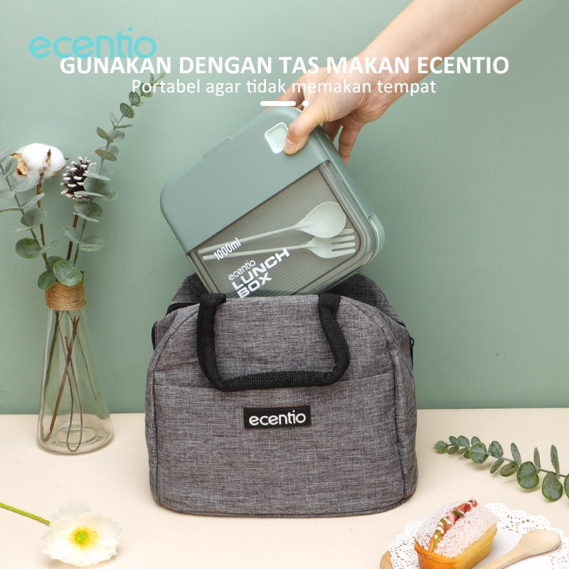 ecentio &amp; FOODI kotak makan 2 grid 1000ml hijau free peralatan makan/lunch box green BPA free triangle/tempat bekal