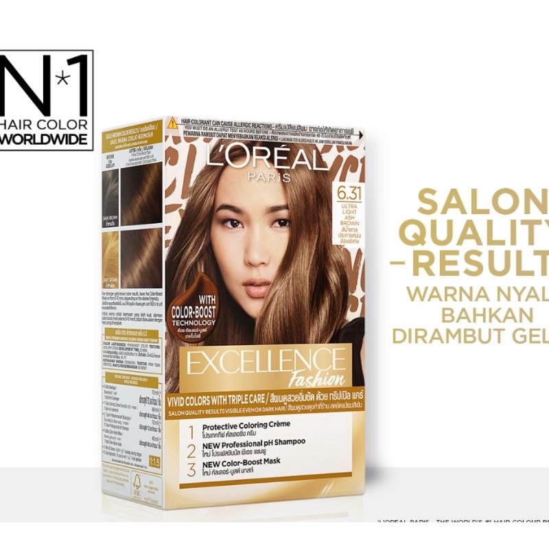Loreal Paris Excellence Cat Rambut No 6.31Ash Brown