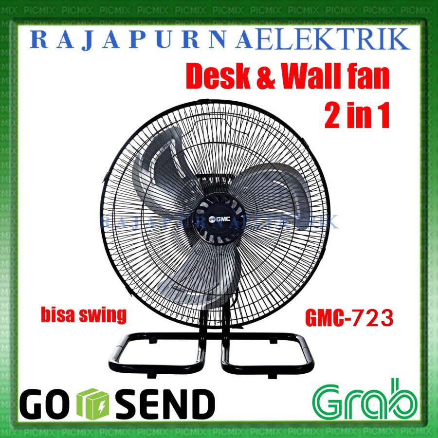 KIPAS ANGIN GMC - TORNADO DESK &amp; WALL FAN 2IN1 14 INCH 723 SWING SNI