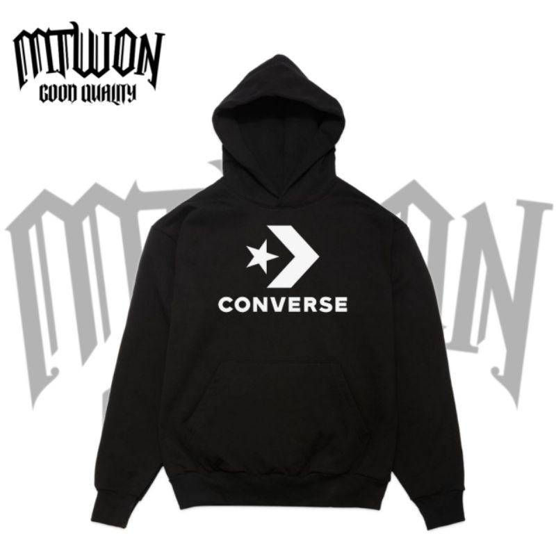 Jaket Hoodie CONVERSE CONVERS BINTANG jacket non Zipper hitam pria wanita dewasa tee katun baby terr