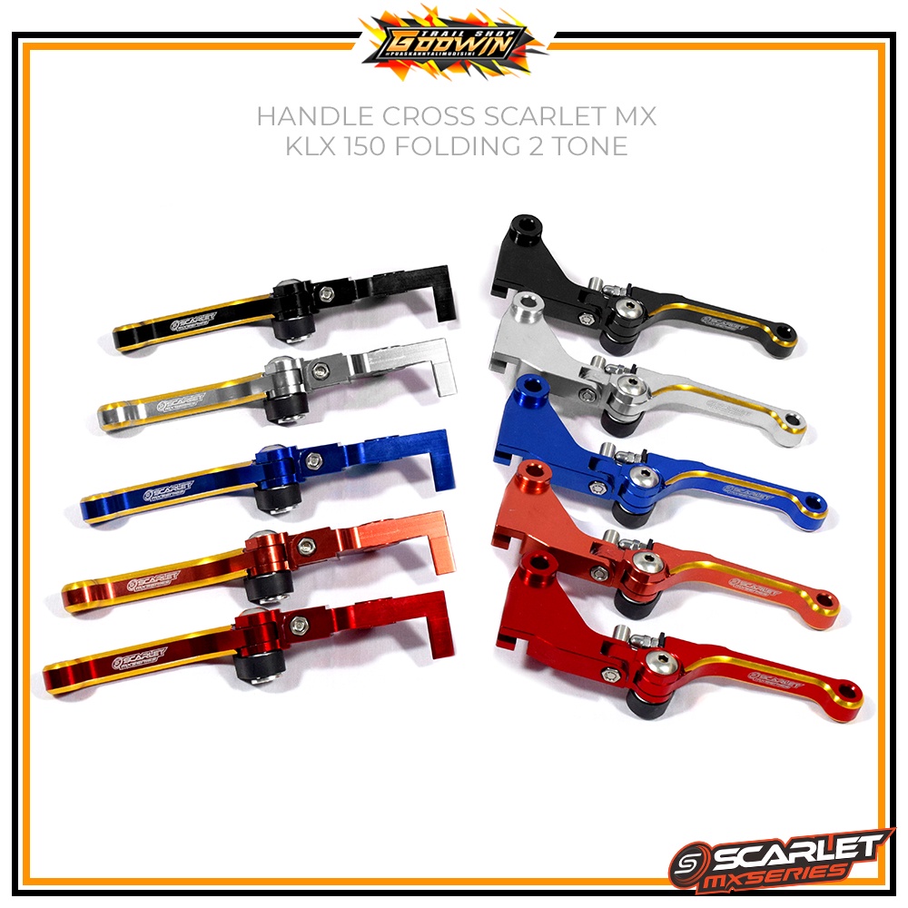 Handle Tuas Rem Cross SCARLET MX KLX 150 / CRF 150L / WR 155 Folding 2 Tone Full CNC Terbaru