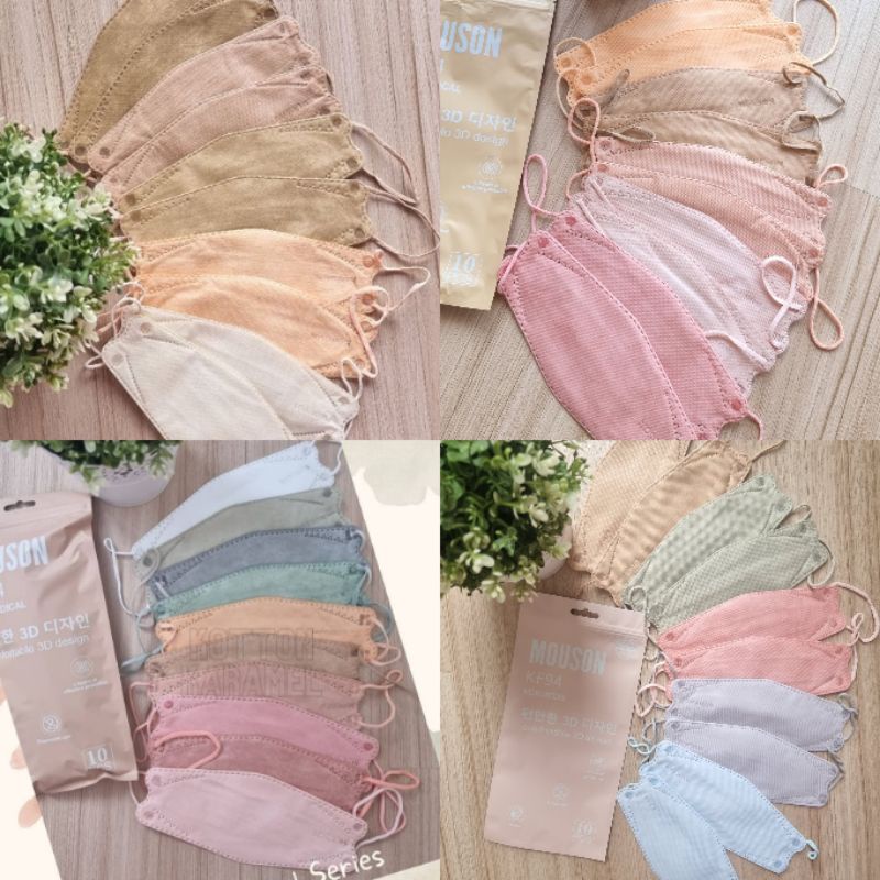 Masker KF94 | Mouson Careion 4ply multicolour NUDE PASTEL isi 10pcs