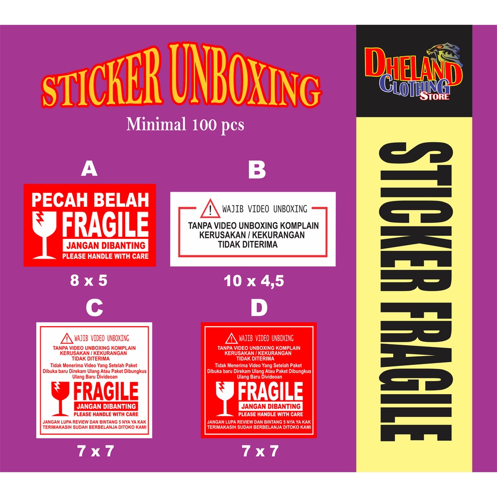 

STICKER FRAGILE PECAH BELAH / STICKER UNBOXING TERLARIS