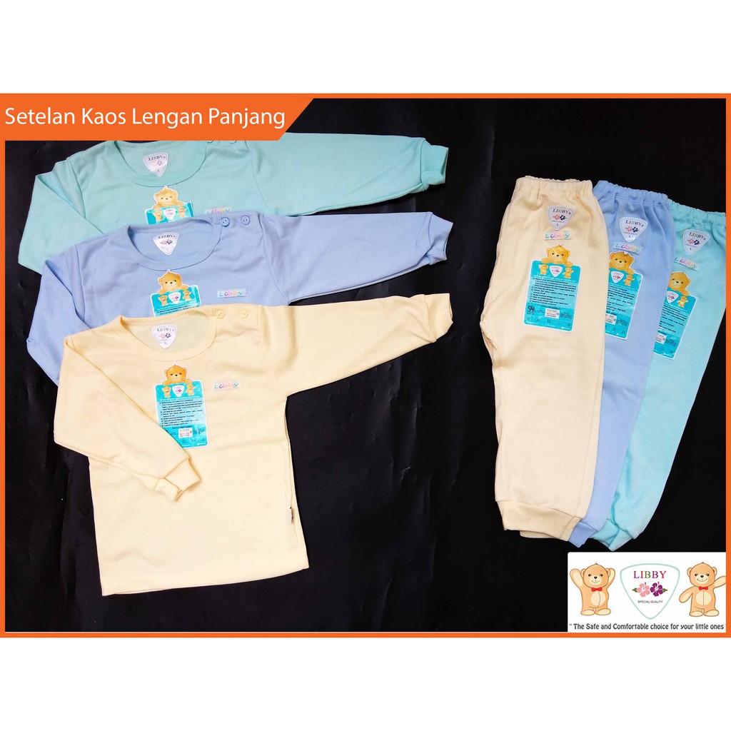 Setelan Baju Anak LIBBY Baju Celana Panjang Kancing Pundak Size S M L oblong panjang celana panjang kaki terbuka polos baby