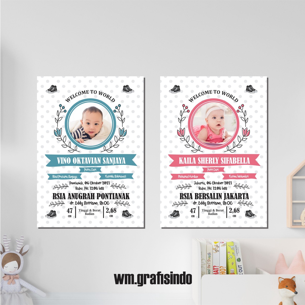 Wall Decor atau Soft File Biodata Bayi Hiasan Dinding Kamar Rumah - ANK004 (BB03)