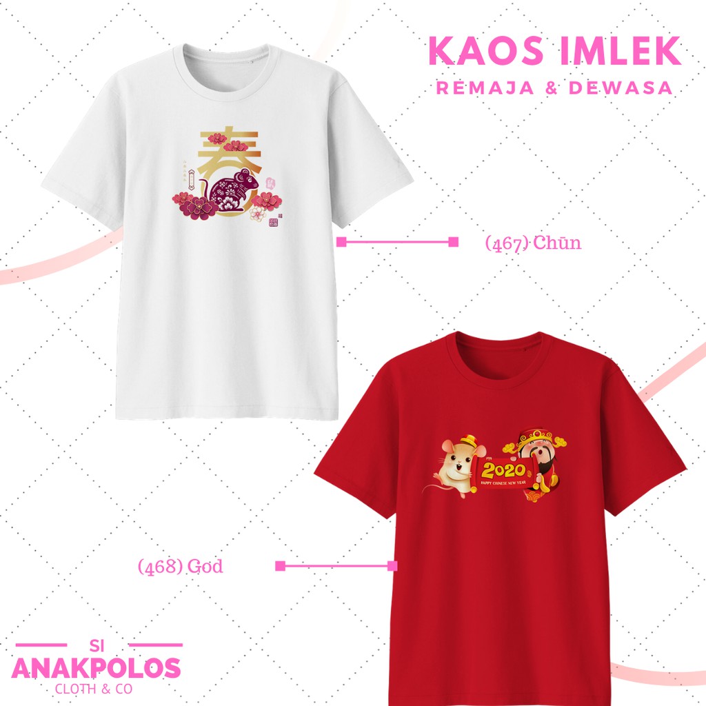  Baju  Kaos Imlek Remaja  Tanggung dan  Dewasa Cewek Cowok 