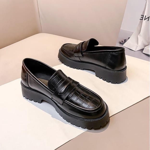 Sepatu Loafers Kulit Wanita / Sepatu Croco Premium Callisa CRB 0231