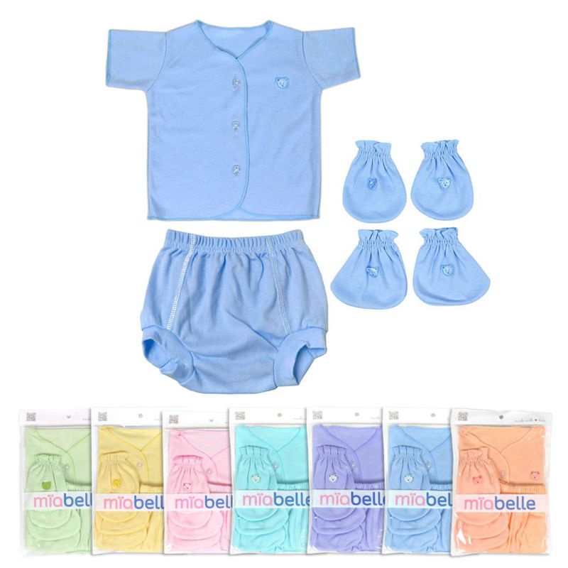 Set Newborn 4in1 &amp; 3in1 Miabelle Setelan Baju Bayi Miabelle Bodysuit Warna polos [ Bunda Altaf ]