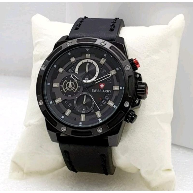 Jam Tangan Pria Fashion HB 8887 Terlaris Jam Tangan Kulit Sporty Chronograph Aktif Tanggal Aktif